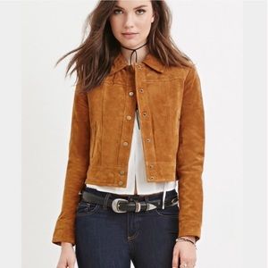 Forever 21 Genuine Leather Jacket Tan